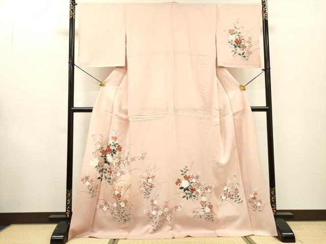 平和屋着物▽訪問着 単衣 草花 金彩 三越扱い ロング丈 正絹 逸品 未使用 DABF2541fe
