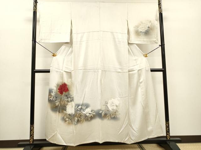 平和屋着物▽訪問着 単衣 手描き 牡丹 暈し染 金彩 正絹 逸品 DABF2658fe