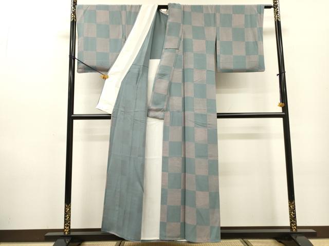 平和屋着物▽江戸小紋 単衣 吉祥市松文 正絹 逸品 DABF2659fe