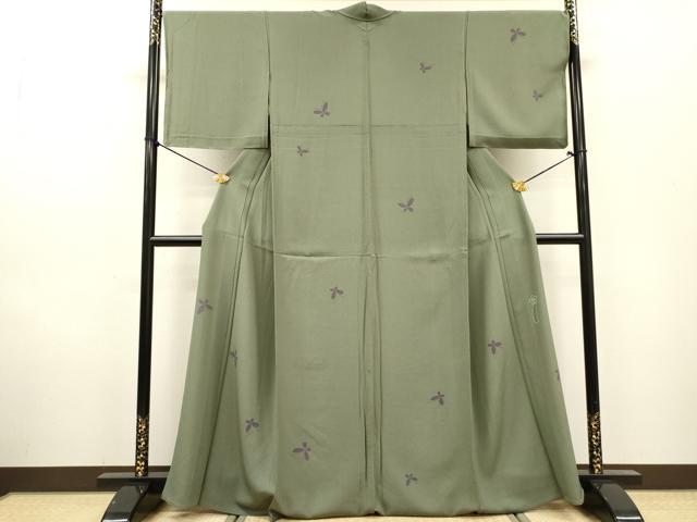 平和屋着物▽世界的人形師 辻村寿三郎 ジュサブロー 小紋 単衣 舞蝶文 正絹 逸品 未使用 DABF2677fe