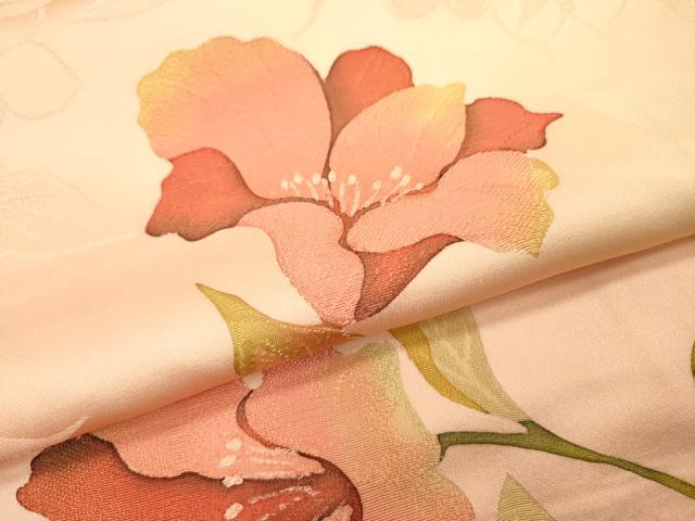 平和屋着物▼上質な小紋 地紋起こし 枝花 暈し染 正絹 逸品 DABF2777fe