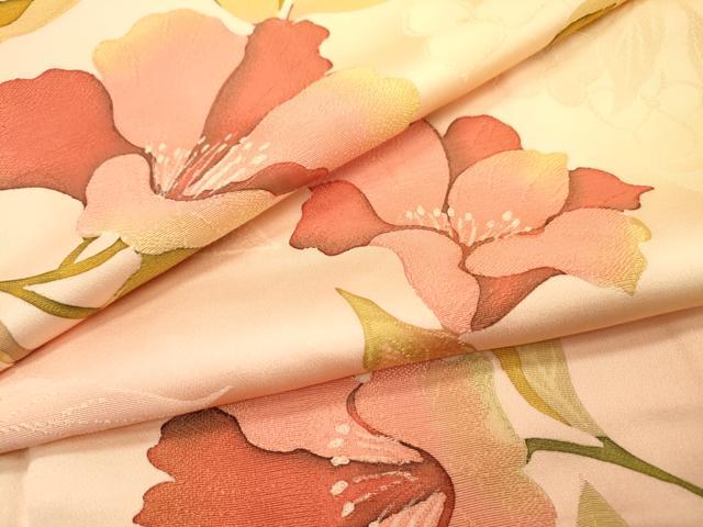 平和屋着物▼上質な小紋 地紋起こし 枝花 暈し染 正絹 逸品 DABF2777fe