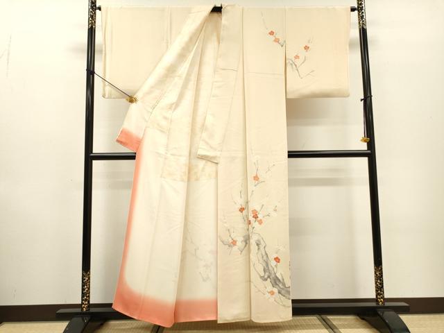 平和屋着物▼訪問着 刺繍 手描き 枝梅 金彩 正絹 逸品 DABF2781fe