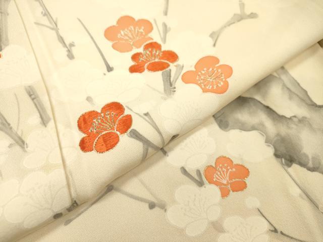 平和屋着物▼訪問着 刺繍 手描き 枝梅 金彩 正絹 逸品 DABF2781fe