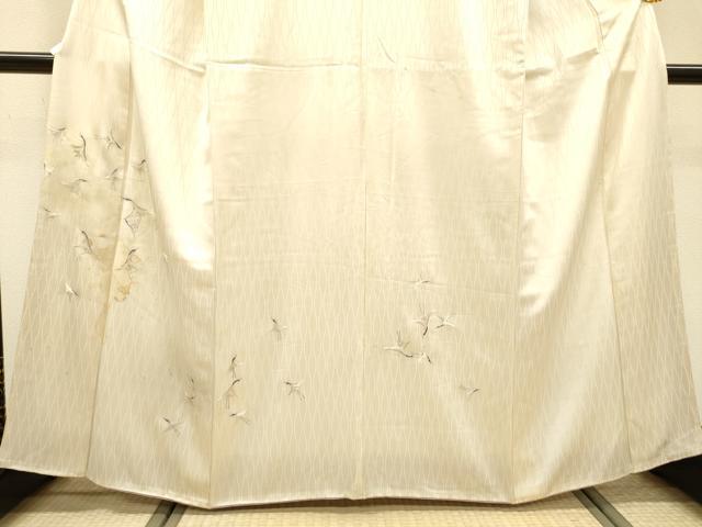平和屋着物▼訪問着 総刺繍 飛鶴文 金銀糸 正絹 逸品 DABF2782fe