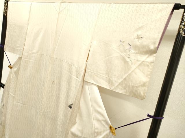 平和屋着物▼訪問着 総刺繍 飛鶴文 金銀糸 正絹 逸品 DABF2782fe