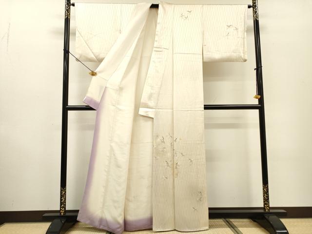 平和屋着物▼訪問着 総刺繍 飛鶴文 金銀糸 正絹 逸品 DABF2782fe