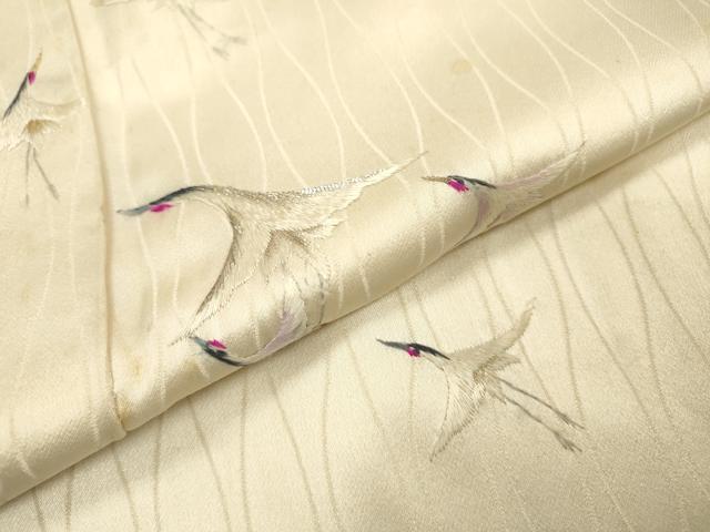 平和屋着物▼訪問着 総刺繍 飛鶴文 金銀糸 正絹 逸品 DABF2782fe