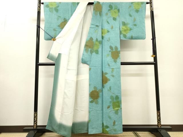平和屋着物▼上質な小紋 地紋起こし 薔薇 正絹 逸品 DABF2787fe