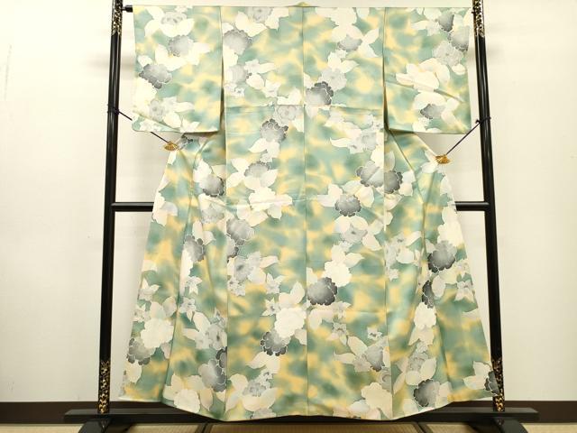 平和屋着物▼上質な小紋 草花 暈し染 正絹 逸品 DABF2790fe