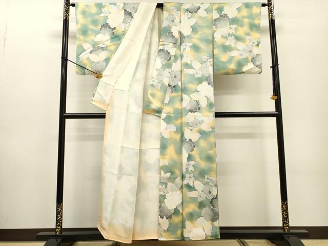 平和屋着物▼上質な小紋 草花 暈し染 正絹 逸品 DABF2790fe