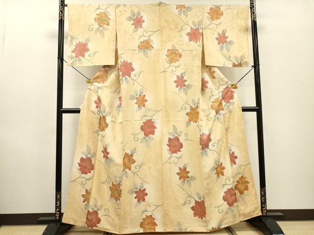 平和屋着物▼上質な小紋 地紋起こし 花唐草文 暈し染 正絹 逸品 DABF2796fe