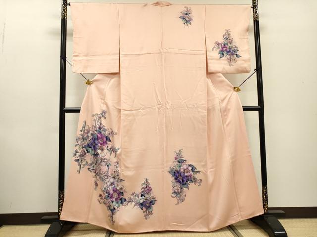 平和屋着物▼訪問着 手描き 草花 正絹 逸品 DABF2798fe