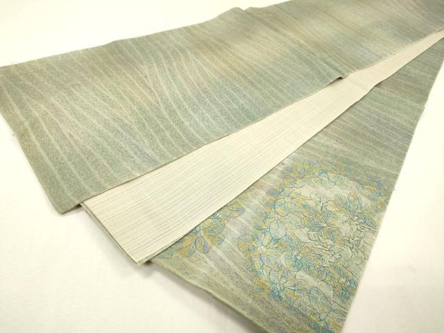 平和屋着物▽太鼓柄袋帯 スリーシーズン 春夏秋 櫛織 草花 金糸 正絹 逸品 DABF2829fe