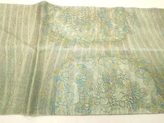 平和屋着物▽太鼓柄袋帯 スリーシーズン 春夏秋 櫛織 草花 金糸 正絹 逸品 DABF2829fe