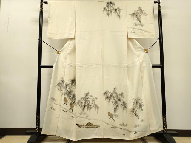 平和屋着物▼訪問着 手描き 人物風景 正絹 逸品 DABF2888fe
