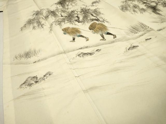 平和屋着物▼訪問着 手描き 人物風景 正絹 逸品 DABF2888fe