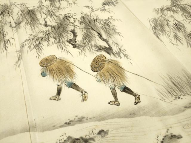 平和屋着物▼訪問着 手描き 人物風景 正絹 逸品 DABF2888fe