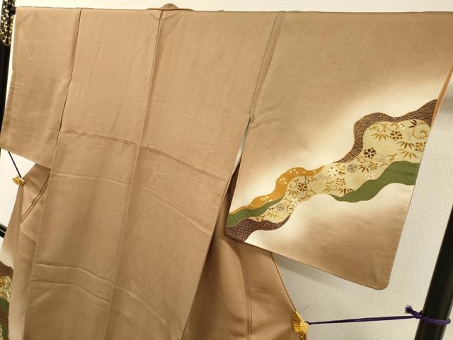 平和屋着物▼訪問着 道長花唐草文 暈し染 金彩 金通し地 正絹 逸品 DABF2890fe