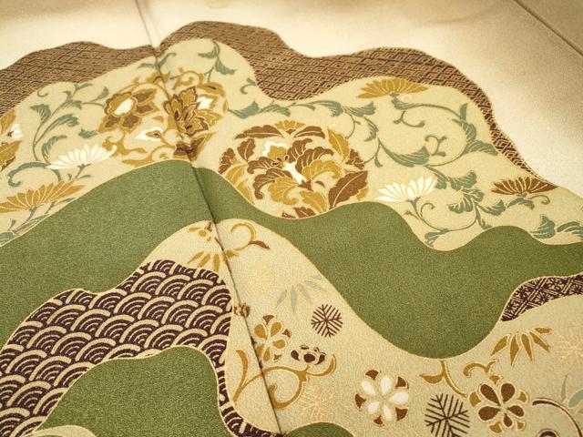 平和屋着物▼訪問着 道長花唐草文 暈し染 金彩 金通し地 正絹 逸品 DABF2890fe