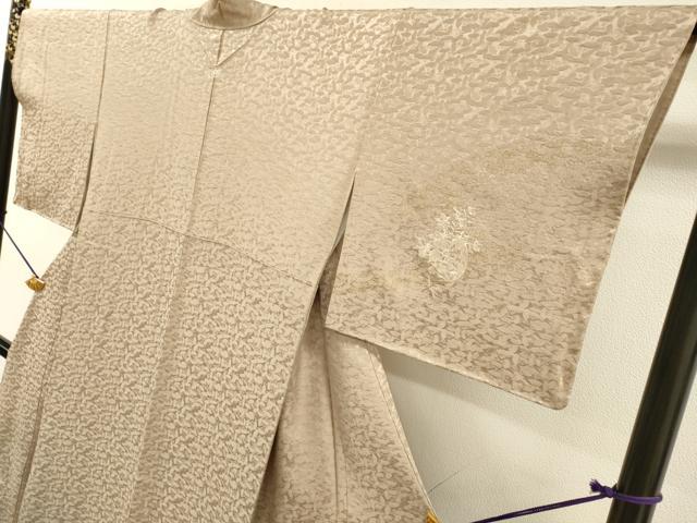 平和屋着物▼訪問着 総刺繍 片輪車花文 金彩 白茶色 正絹 逸品 DABF2891fe