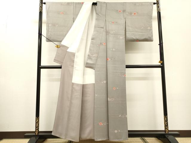 平和屋着物▼上質な小紋 地紋起こし 横段花文 正絹 逸品 DABF2894fe