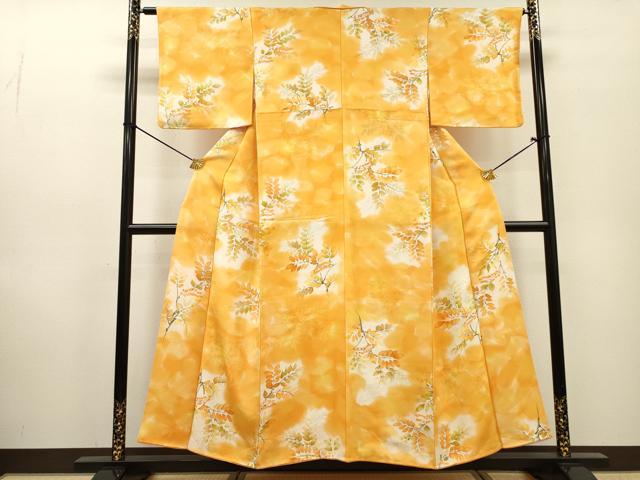 平和屋着物▼上質な小紋 地紋起こし 枝花 暈し染 正絹 逸品 DABF2898fe