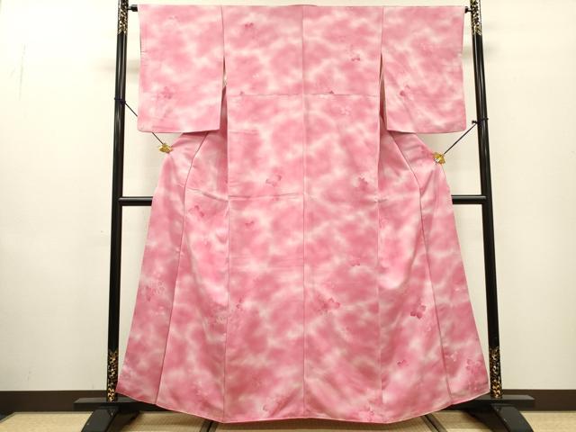 平和屋着物▼上質な小紋 地紋起こし 草花 暈し染 正絹 逸品 DABF2902fe