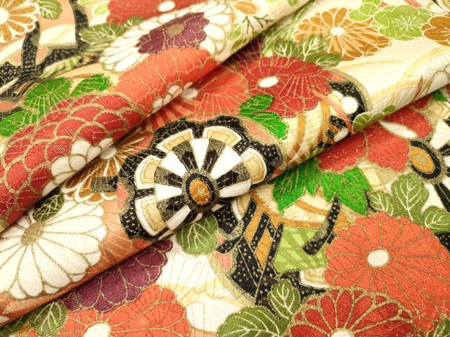 平和屋着物▼豪華振袖 花車 金通し地 正絹 逸品 DABF2948fe
