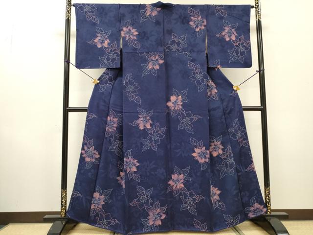 平和屋着物▼上質な小紋 地紋起こし 草花文 正絹 逸品 DABF2961fe
