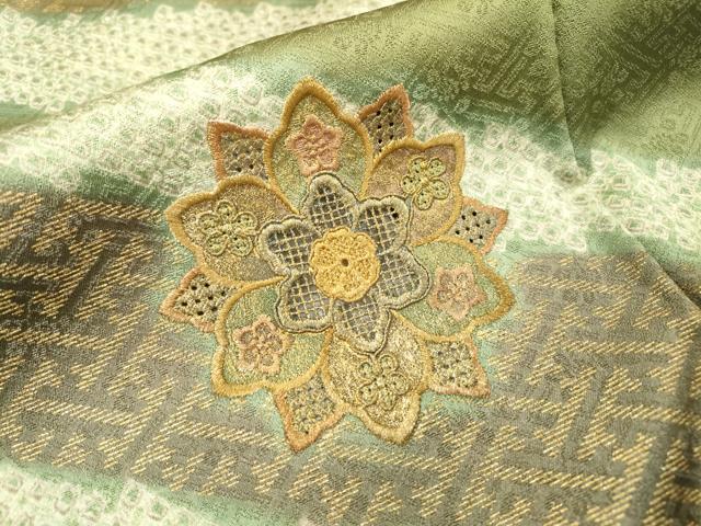 平和屋着物▼中国三大刺繍 スワトウ刺繍 汕頭刺繍 訪問着 正倉院花文 金彩 正絹 逸品 DABF2964fe