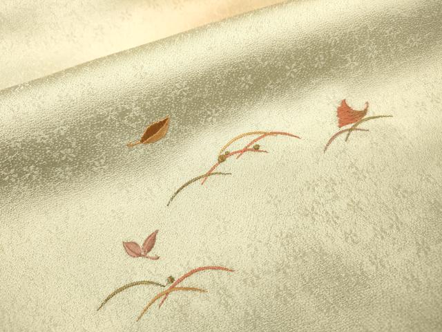 平和屋着物▼訪問着 総刺繍 枝花松葉芝文 暈し染め 金糸 正絹 逸品 DABF2968fe