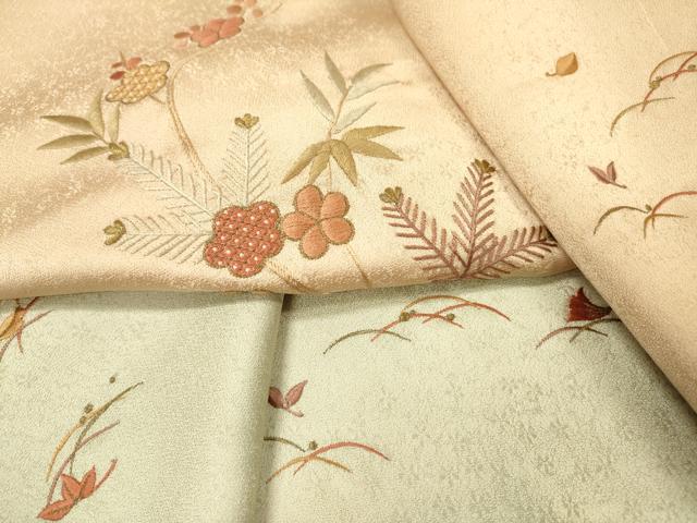 平和屋着物▼訪問着 総刺繍 枝花松葉芝文 暈し染め 金糸 正絹 逸品 DABF2968fe