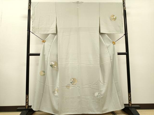 平和屋着物▼訪問着 総刺繍 寿光織 花鳥丸文 金銀糸 正絹 逸品 DABF2970fe