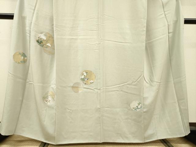 平和屋着物▼訪問着 総刺繍 寿光織 花鳥丸文 金銀糸 正絹 逸品 DABF2970fe