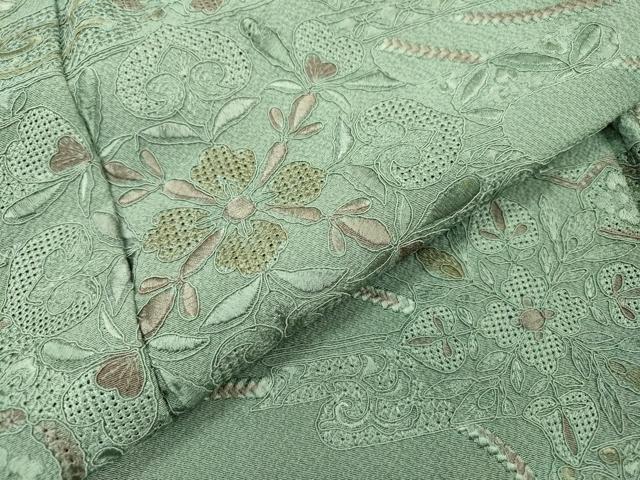 平和屋着物▼中国三大刺繍 スワトウ刺繍 汕頭刺繍 総刺繍 訪問着 正倉院霞花文 正絹 逸品 DABF2974fe