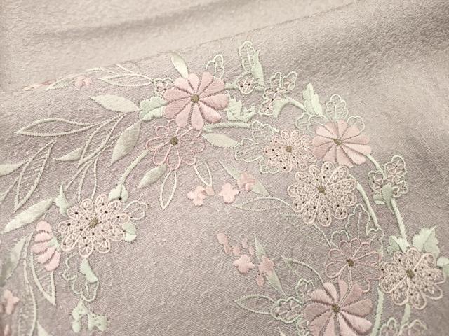 平和屋着物▼中国三大刺繍 スワトウ刺繍 汕頭刺繍 総刺繍 訪問着 草花文 暈し染め 金糸 正絹 逸品 DABF2975fe