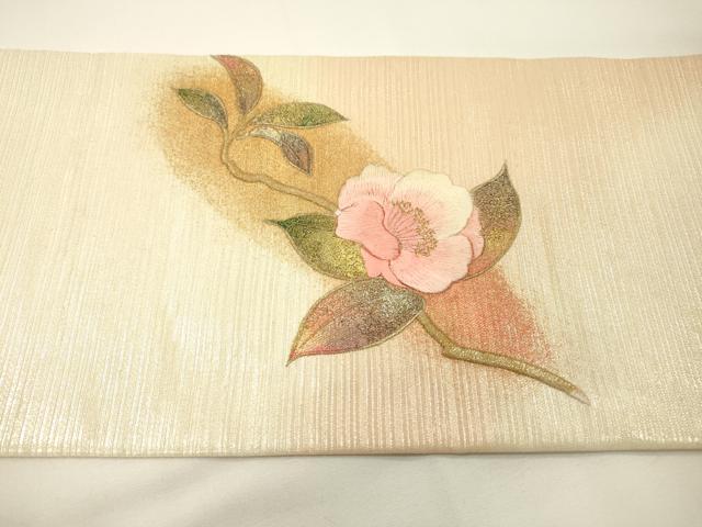 平和屋着物▼九寸名古屋帯 刺繍 枝花 金彩 正絹 逸品 DABF2987fe