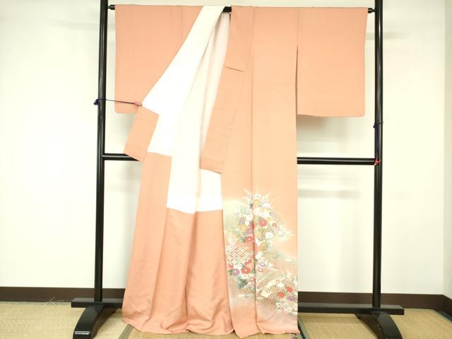 平和屋着物■色留訪問着 扇面花文 暈し染 金彩 正絹 逸品 DABF3014op