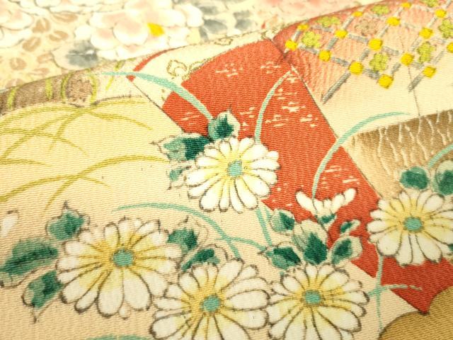 平和屋着物■上質な小紋 風景花文 暈し染め 金彩 鬼しぼ縮緬 正絹 逸品 DABF3028op