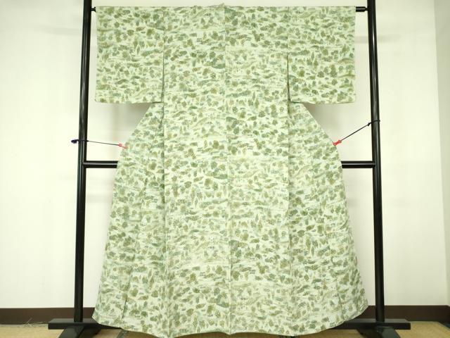 平和屋着物■上質な小紋 型染 風景文 正絹 逸品 DABF3031op