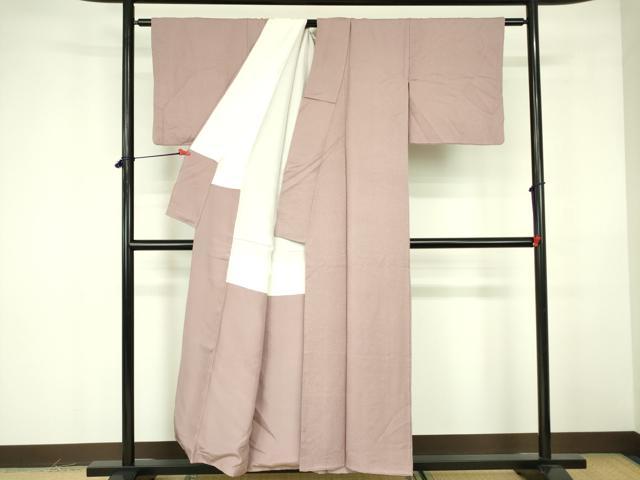 平和屋着物■上質な色無地 霞地紋 薄柿色 正絹 逸品 DABF3043op
