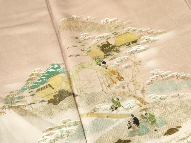 平和屋着物■訪問着 風景花文 暈し染め 金彩 やまと誂製 正絹 逸品 未使用 DABF3046op