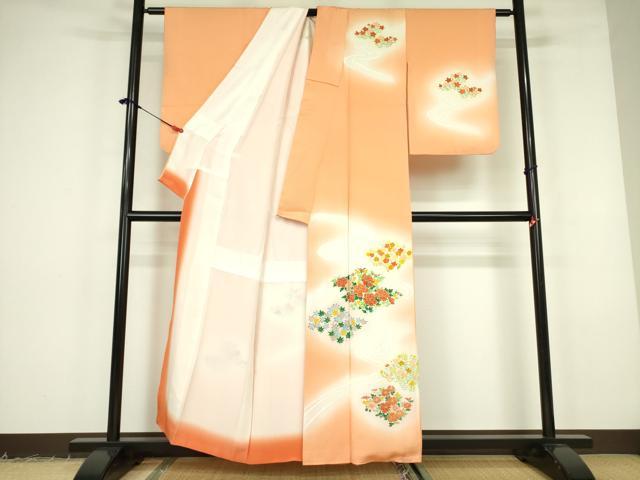 平和屋着物■訪問着 流水草花文 暈し染め 金彩 正絹 逸品 DABF3051op
