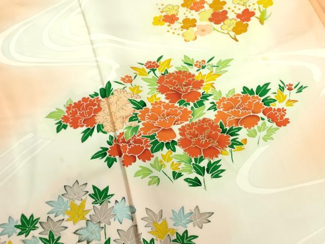 平和屋着物■訪問着 流水草花文 暈し染め 金彩 正絹 逸品 DABF3051op