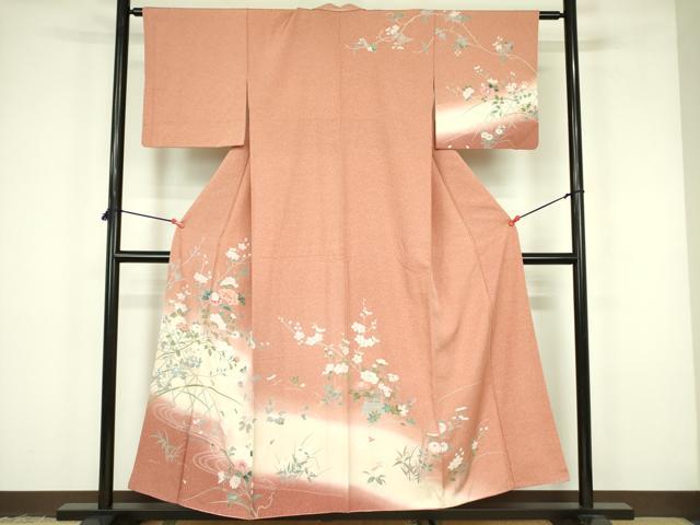 平和屋着物□訪問着 友禅 草花文 暈し染め 正絹 逸品 DABF3061op
