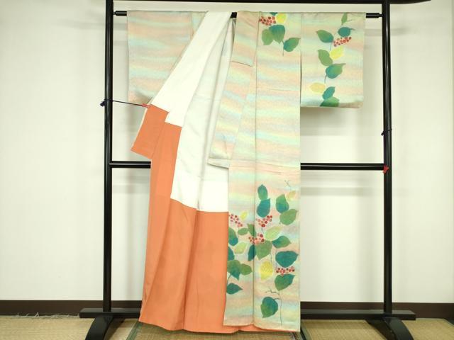平和屋着物■訪問着 南天文 正絹 逸品 DABF3066op