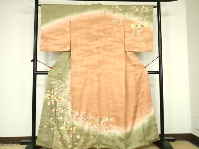 平和屋着物■訪問着 刺繍 枝桜 暈し染め 金彩 鈴乃屋扱い 正絹 逸品 DABF3081op