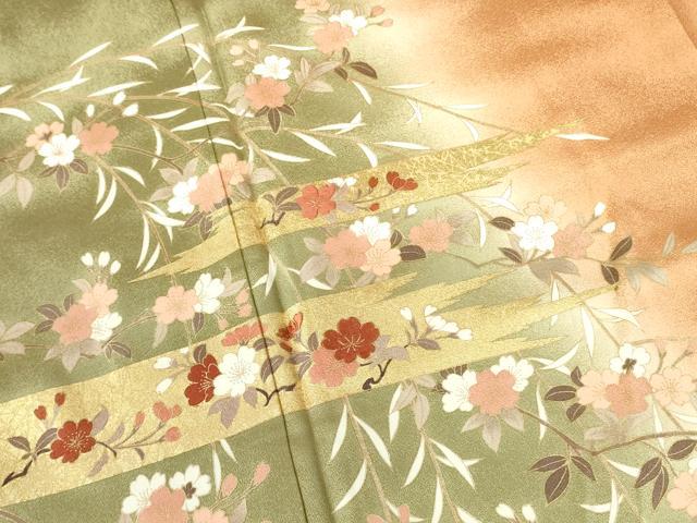 平和屋着物■訪問着 刺繍 枝桜 暈し染め 金彩 鈴乃屋扱い 正絹 逸品 DABF3081op