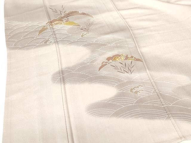 平和屋着物▽訪問着 単衣 刺繍 雪芝花文 暈し染め 金彩 正絹 逸品 DABF3118op
